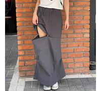 Shein Vestido largo gris para mujer ROSIE POPHUB, vestido retro de estilo callejero lindo de longitud media para la temporada de regreso a la escuela, conju