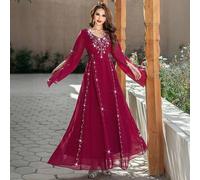 Shein Vestido largo hecho a mano con cuentas de estilo de Oriente Medio, moda abaya árabe, túnica para Eid y primavera