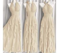 Shein Vestido largo Maxi con volantes multicapa, diseño original, cuello halter, cordones sueltos, suelta y casual, para uso en bodas, graduaciones, fiestas