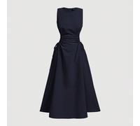 Shein Vestido largo plisado de un solo color con detalle de cruce lateral, apropiado para citas, brunch, cumpleaños, regreso a la escuela, trabajo, verano,