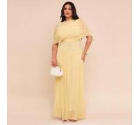 Shein Vestido maxi de sirena de malla ajustado de color amarillo sólido crema, vestido elegante sexy, vestido elegante y romántico, vestido para cita, vesti