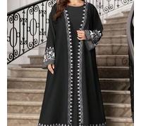 Shein Vestido maxi elegante de manga larga con cuello en V y estampado de paisley, estilo árabe, para mujer de talla grande, primavera/verano