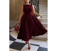 Shein Vestido maxi elegante, romántico y francés de talla grande, con espalda descubierta, delicado, para fiestas navideñas/festivas, citas, ajustado, hueco