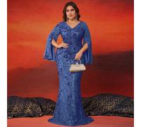 Shein Vestido maxi elegante y noble para fiestas de noche de talla grande, para la madre de la novia (con mucho bordado), vestido de invitada de boda. Vesti