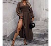Shein Vestido maxi plisado de unicolor y estilo simple para uso diario para mujeres de talla grande