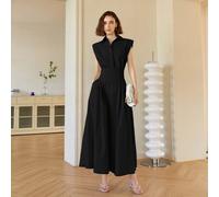 Shein Vestido midi elegante de unicolor sin mangas para mujer, vestido con cuello elegante estilo "Old Money", vestido de primavera/verano, atuendos de vera