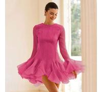 Shein Vestido mini de tela texturizada con mangas acampanadas, diseño elegante y de alta gama para damas de la nobleza francesa con gran volante en el bajo