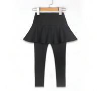 Shein Vestido negro de 2 en 1 con leggings, lindo y dulce, para niña, para primavera/otoño