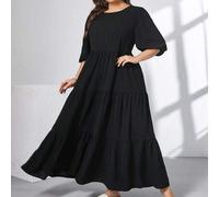 Shein Vestido negro de talla grande para mujer, vestido lindo, vestido largo súper holgado, vestido festivo, atuendos de playa y vacaciones, atuendos de con
