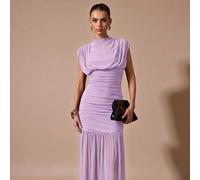 Shein Vestido negro envolvente de gasa elegante con pliegues, adecuado para citas románticas, fiestas, eventos formales, vestidos de dama de honor, vestido