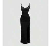 Shein Vestido negro para mujer, elegante, romántico, casual, sexy, sencillo, estilo hot girl, para compras, citas, reunión con mejores amigas y fiesta de cu