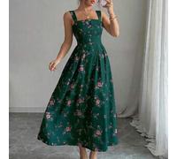 Shein Vestido plisado elegante con recogido en la cintura con estampado floral de última para primavera/verano para mujeres