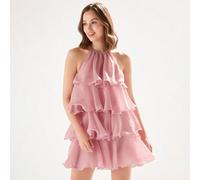 Shein Vestido romántico con forma de sombrilla Halter para unas vacaciones de verano