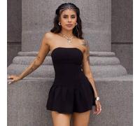 Shein Vestido Simple Y Plisado unicolor Sin Tirantes Para Mujeres Para La Primavera Y El Verano