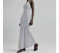 Shein Vestido sin mangas a rayas con espalda abierta, moda para atuendo de oficina, invitada de boda, Día de la Independencia, Día de San Juan, vacaciones e