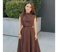 Shein Vestido sin mangas de color caqui sólido y elegante, adecuado para ir al trabajo y la temporada de regreso a la escuela