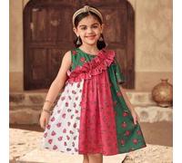 Shein Vestido sin mangas de estilo casual a juego entre madre e hija con parches de rosas de colores, adecuado para primavera y verano, perfecto para vacaci