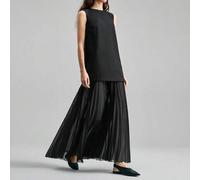 Shein Vestido sin mangas negro nuevo de primavera/verano 2026 con falda plisada de gasa acampanada, adecuado para fiestas urbanas modernas, temporada de vue