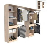 Shein Vestidor Elios para Dormitorio en Color Madera Claro-Negro-Blanco 5 Estantes 1 Cajón 4 Barras 320x200x40 cm