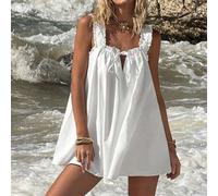 Shein Vestidos cortos de tipo bata de gasa blancos, ligeros y holgados para ocasiones como salir, playa, Hawái o graduación, para mujer