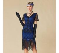 Shein Vestidos de charlestón de los años 20 para mujeres, vestidos de estilo Gran Gatsby con mangas para fiestas de Harlem Nights, bodas y primavera