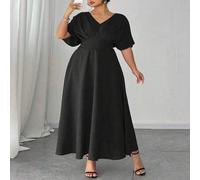 Shein Vestidos de cumpleaños de talla grande CURVE+, vestidos de fiesta, elegantes, formales para mujeres, vestido de noche, vestido rojo, plisado