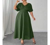 Shein Vestidos de talla grande CURVE+ para cumpleaños, fiestas, elegantes, formales, vestidos de noche, vestido rojo, plisado