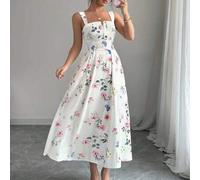 Shein Vestidos elegantes con estampado floral y cintura fruncida para mujer, última colección de primavera/verano