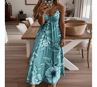 Shein Vestidos largos sin mangas para mujer, estilo hawaiano, con escote en V, para playa, verano y otoño 2025