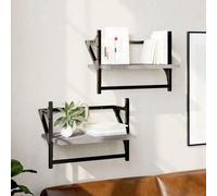 Shein vidaXL Estantes de pared con barras 2 pcs gris sonoma 40x25x30 cm