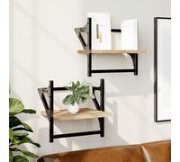 Shein vidaXL Estantes de pared con barras 2 pcs roble sonoma 30x25x30 cm