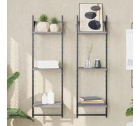 Shein vidaXL Estantes de pared de 3 niveles con barras 2 pcs gris sonoma
