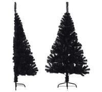 Shein vidaXL Medio árbol de Navidad artificial con soporte PVC negro 120 cm