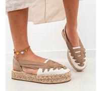 Shein VIKIVIKI SHOES alpargatas con plataforma de esparto. Diseño con cinta cruzado,estilo mediterráneo artesanal. Suela gruesa de yute que estiliza la figu