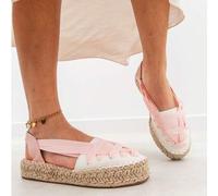 Shein VIKIVIKI SHOES alpargatas con plataforma de esparto. Diseño con cinta cruzado,estilo mediterráneo artesanal. Suela gruesa de yute que estiliza la figu