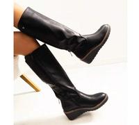 Shein VIKIVIKI SHOES botas altas tipo elásticas con cuña cómoda y cremallera lateral, diseño elegante y funcional ideal para otoño e invierno, calzado versá
