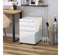 Shein Vinsetto Cajonera de Oficina Mueble Archivador de Acero con 4 Ruedas 3 Cajones Cerradura y 2 Llaves para Tamaño A4 Carta para Estudio Salón 39x48x60 c