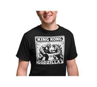 Shein Vintage Monster Movie Tee - Classic Kaiju Battle Graphic T-Shirt, Japanese Godzilla & King Kong Inspired Design for Film Fans