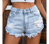 Shein Viva La Moda# Shorts vaqueros casuales, lindos y sexys con estampado de cerezas, versátiles para primavera/verano, casual, vacaciones, playa, citas, f