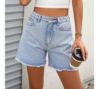 Shein Viva La Moda Shorts vaqueros casuales para mujer, de moda, versátiles, adecuados para primavera/verano, casual, vacaciones, escuela, viajes, aeropuert