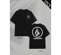 Shein Volcom Camiseta gráfica para hombre, camiseta para hombre con beidseitigem Aufdruck, modisch, l?ssig, Rundhalsausschnitt, 220 g/m2, reine Baumwolle (1