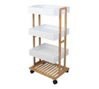 Shein WellHome Carro de almacenamiento en Bambú con 1 estante y 3 Bandejas en color Blanco 40x30x87,5cm. Envío gratis en 24/72h