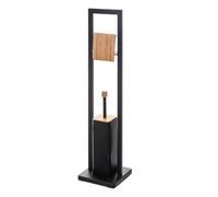 Shein WELLHOME - Portarrollos de papel higiénico con cepillo de baño "Natureo" en negro, de 20 cm de diámetro x 60 cm, decoración de baño para el verano