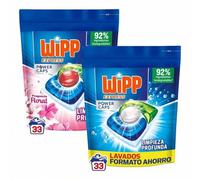 Shein Wipp Express Power Caps Detergente en Cápsulas para Lavadora Limpieza Profunda, Eficaz en Agua Fría 33 + 33 lavados
