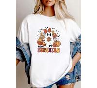 Shein women t-shirt print Aqui Espantan Ghost Sweatshirt for Halloween, Spooky Conchas Mexican Ghost Shirt for Women, Regalos en Espanol, Cute Spanish Hallo