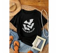 Shein women t-shirt print Bat T-Shirt Hanging Out After Dark Tee Spooky Gothic Halloween Shirt Soft Vintage Bat Graphic Vampire Aesthetic Unisex Shirt graph