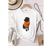Shein women t-shirt print Black Lab Mutt Puppy Dog Halloween Pumpkin Tshirt - Funny Dog Lover, Labrador Christmas, Christmas Shirt, Lover T-shirt graphic C