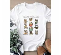 Shein women t-shirt print Cafe du Chat Cute Coffee Cats Kawaii Pun T-Shirt Soft Stretched women streetwear Top For Everyday Wear Summer designer clothes Sty