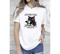 Shein women t-shirt print Cat I've Reached The Age When My Train Of Thought Men Women T-Shirt Print Round Neck Short Sleeve Soft women Breathable female des