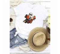 Shein women t-shirt print Comfort® Colors Patchwork Ghost Halloween Shirt, Fall Ghost Quilt Tee, Vintage Spooky Season Shirt, Cute Halloween Shirt for Women